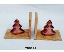 Natural Wood & Metal Book End Tree