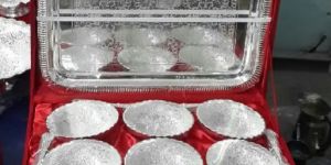 Silver Bowl Tray & Spoon Set