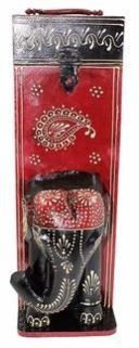 Wooden Handicraft Traditional Elephant Design Wine Bottle Box