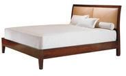 Wooden Bed with Leather Back