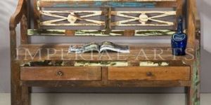 RECYCLE WOOD BENCH WITH Two DRAWER