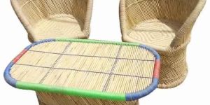 Portable Luxury Bamboo Cane Wicker Outdoor Furniture Set High Back Chair Big Table Set