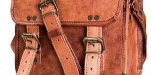 Leather and Canvas Messenger Bag for Men and Women(Brown)