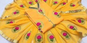 Black Rose Cotton Fabric Embroidery Work Salwar Kameez Dress Material