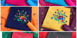 Multicolor Top Modar Silk with Santoon Inner Dress Material