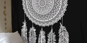 Black And White Petal Dream Catcher Mandala Wall Hanging Art Tapestry Indian Hippie Gypsy Bohemian