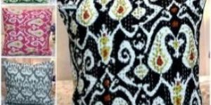 Ikat Kantha Embroidered Cushion Cover