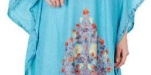 Indian Embroidered Turquoise Blue Kaftan