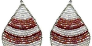 Large Beaded Dangle Teardrop Earrings