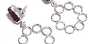 Good Looking 925 Sterling Silver Natural Garnet Raw Gemstone Stud Style Dangle Earrings Manufacturer