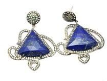 925 Sterling Silver with Lapis Stone FIne Silver Earring