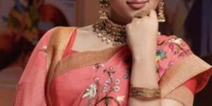 5485 Laxmipati Peach Chiffon Bollywood Cafe Saree