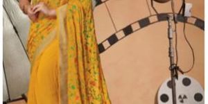 5492 Laxmipati Yellow Chiffon Bollywood Cafe Saree