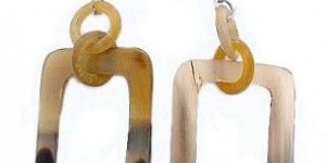 Natural Horn Rectangle Earrings