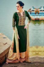 Cotton Satin Embroidered Palazo Salwar Suit