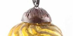 Antique Golden Striped Tiny Christmas Ornament