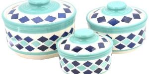 Ceramic Geometric 3 Storage Jar Set with Lids