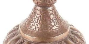 Copper Hand Chased and Repousse Vase with Lid