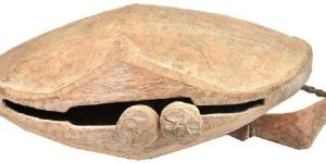 Country Original Primitive Wooden Bell with Two Clangers