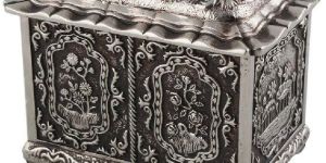 Metal Floral Square Storage Box