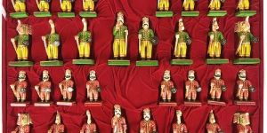 Vintage Camel Bone Chess Set with Players