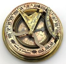 Brass Sundial Compass with Leather Box
