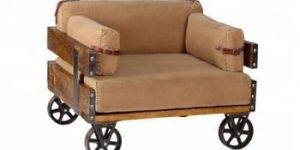 Genuine Leather Living Room Sofa with Wheels
