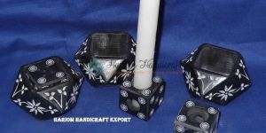 Black Stone Candle Stand Agarbatti Stand