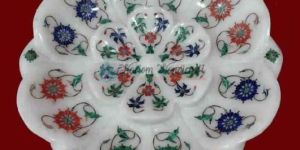 Marble Dry Fruit Bowl Semi Multi Floral Mosaic Inlay Kitchen Arts Gift