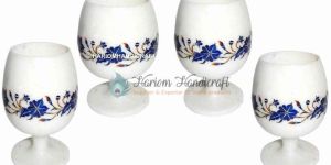 Wine Glass Real Inlay Lapis Stone Marquetry Table Casino