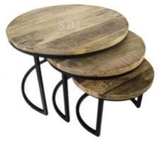 Iron Wooden Nest of Stool