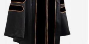 Deluxe Doctoral Graduation Gown with Velvet Banding with Hat