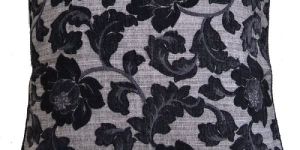 Black Foliage Chenille Pillow