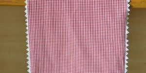 Ghingham and Solid Deep Red Reversible Cotton Runner