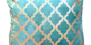 Teal Gold Foil Chenille Pillow