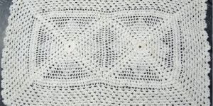 White Crocheted Cotton Rectangular Centerpiece