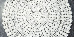 White Crocheted Cotton Round Centerpiece