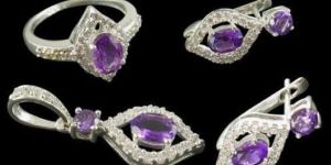 925 Sterling Silver White Rhodium Earring Ring Set