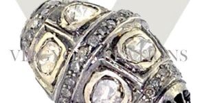 Pave Jewelry Rosecut Polki Diamond Bead Pave Diamond Finding 925 Sterling Silver