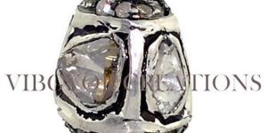 Polki Diamond Rosecut Diamond Bead Ball Pave Diamond Pave Setted Bead 925 Silver