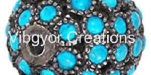 Silver Pave Diamond Beads