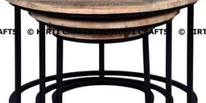 Industrial Iron Wooden Set of 3 Stool