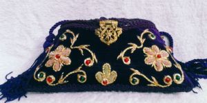 Zari Embroidery Flower Clutch Purse