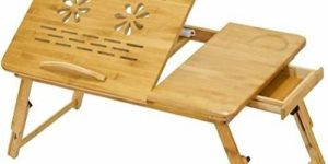 Wood Bamboo Laptop Table with USB Fan