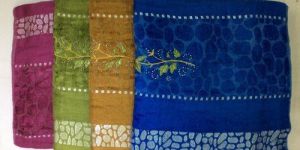 Turquoise Embroidered Bath Towels