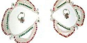 Silver Bridal Anklet Toe Ring Set