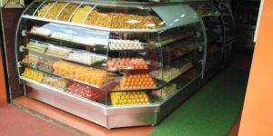 L Shape Bend Glass Display Counter