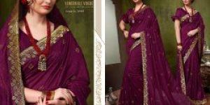 Georgette Plain Designer Ethnic Purple Silk Sarees