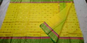Kota Yellow Silk Printed Saree with Blouse Piece