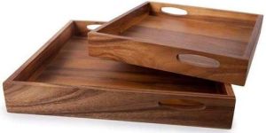 Smooth Brown Wooden Tray